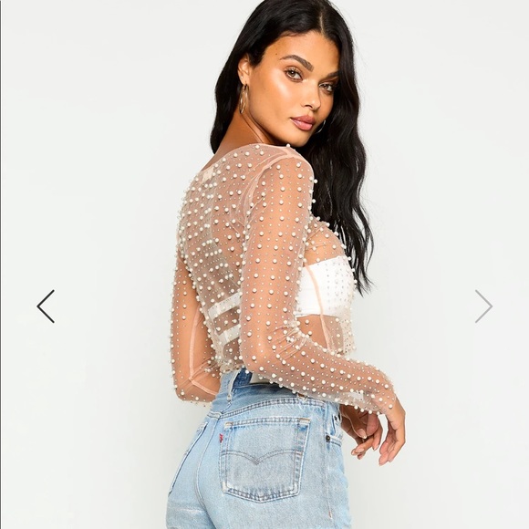 Beach Bunny “look and glisten” beaded mesh crop top - Picture 3 of 4